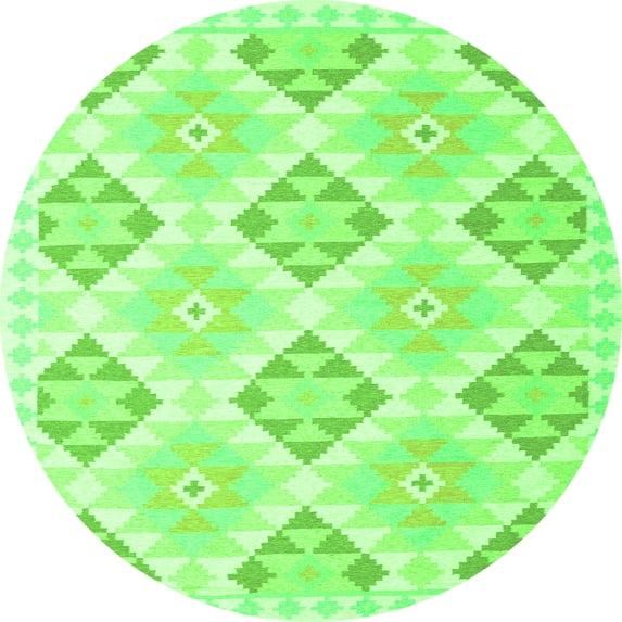 Ahgly Company Indoor Round Southwestern Green Country Area Rugs, 6' Round