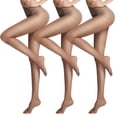 thumbnail image 1 of Medias transparentes para mujer, pantimedias de control, punteras reforzadas invisibles, negras o color piel, 1 of 5