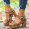 thumbnail image 4 of Pandaie Women's Platform Heel Sandals Open Toe Ankle Strap Wedding Party Dress Shoes Retro Orthopedic Wedge High Heeled Sandal (Brown,6.5), 4 of 6