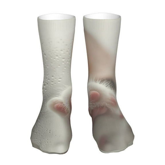 Goofa Raindrop Kitten Paw for 16in Socks, Funny Novelty Crazy Design Cotton Socks Sports Socks Knee High Socks For Men, Women,1Pairs - Gift For Working Friends