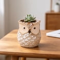 thumbnail image 4 of Cute Owl Ceramic Planter 2.6 Inch, Small Succulent Cactus Flower Pot for Indoor Outdoor Home Office Decor, Animal Style Tabletop Garden Decor Pot Gift, 4 of 6