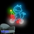 thumbnail image 2 of Handmadetneonsign Fox Christmas Neon Sign, Fox Riding Bicycle Led Sign, Woodland Animal Wall Art, Xmas Decor 80834, 2 of 5
