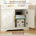 thumbnail image 5 of VKCC 69.7" Farmhouse LED Display Cabinet with Glass Door, Adjustable Shelf Curio Bookcase with for Living Room, White, 5 of 12