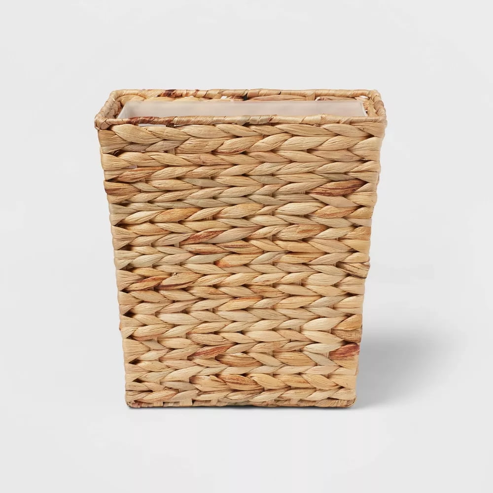 Light Weave Hyacinth Waste basket Natural for bathroom, bedroom