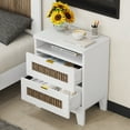 thumbnail image 2 of 2-Drawer Farmhouse Wooden Nightstand with Wooden Strip Decoration and Metal Handle, 2 of 11