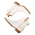 thumbnail image 4 of YDN Women Classic Square Closed Toe Ankle Boots Back Zipper Stacked Low Heel Wide Calf Booties Casual Dressy Shoes Size 9.5 White, 4 of 5
