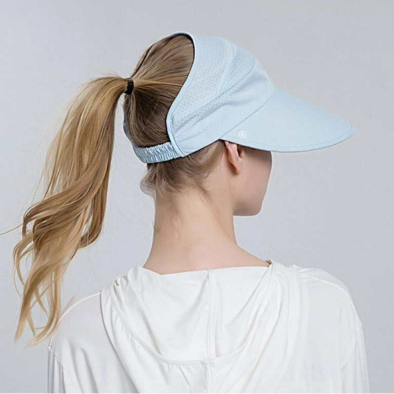 Womens Sun Wide Brim Outdoor UV Protection Fishing Hats Foldable Ponytail  Summer Hat with Detachable Flap