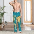 thumbnail image 6 of Lsque World Map With Landmarks Print Men's Pajama Pants, Lounge Pant - Comfortable Home Wear,Elastic Waistband, Stylish Design-Large, 6 of 9
