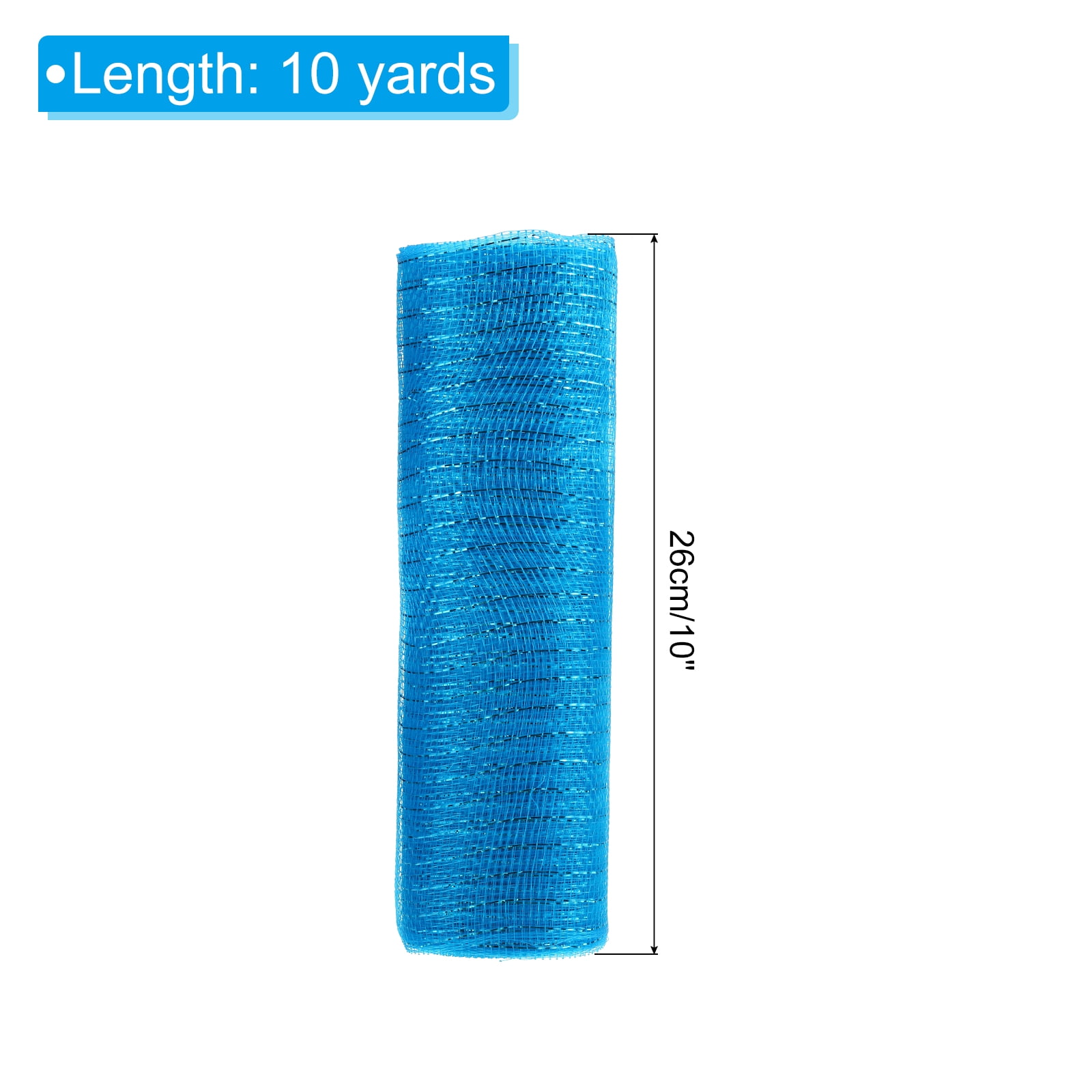 3pcs Decorative Mesh, 10 Inch x 10 Yard Decorative Mesh Ribbon Roll Foil Metallic for Christmas Tree,Blue