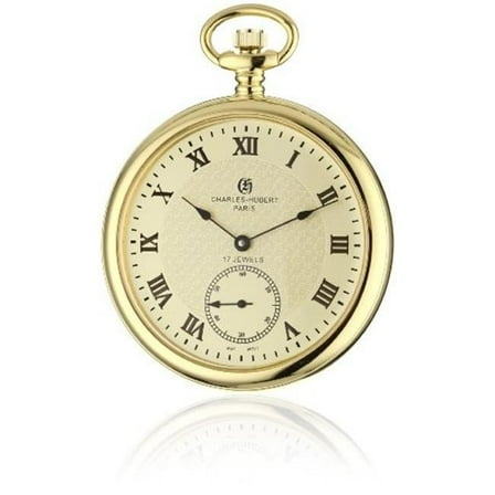 Unitron Enterprise  IP-Plated Stainless Steel Open Face Gold Dial Pocket Watch