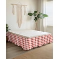 thumbnail image 2 of Orange Red Checkered Wrap Around Bed Skirts for King Bed 18" Drop, Bed Skirt with Adjustable Elastic Belt Dust Ruffle Bed Valance for Bedroom Hotel Luxury Farmhouse Buffalo Plaid Bed Frame Cover, 2 of 7