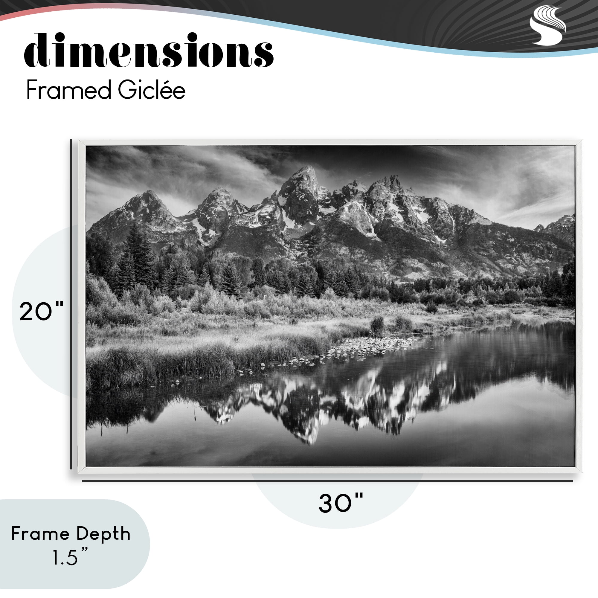 Stupell Industries Teton Mountain Reflections White Framed Giclee Art, design by Rick Berk