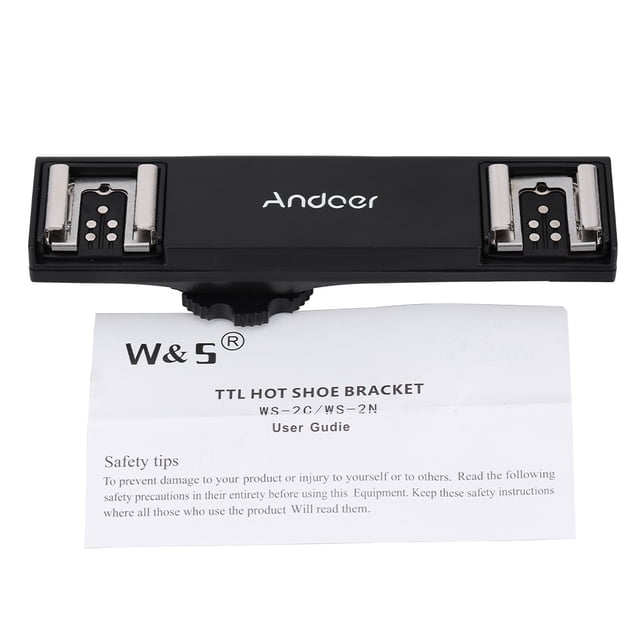 Andoer Dual Hot Shoe Flash Light Bracket Splitter for 7DII 70D 5DR 5DRS 5DIII 6D DSLR Camera Camcorder
