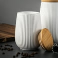 thumbnail image 5 of Thyme & Table Small (693 ml) Ceramic Ribbed Kitchen Organization Canister with Bamboo Lid, White, 5 of 6