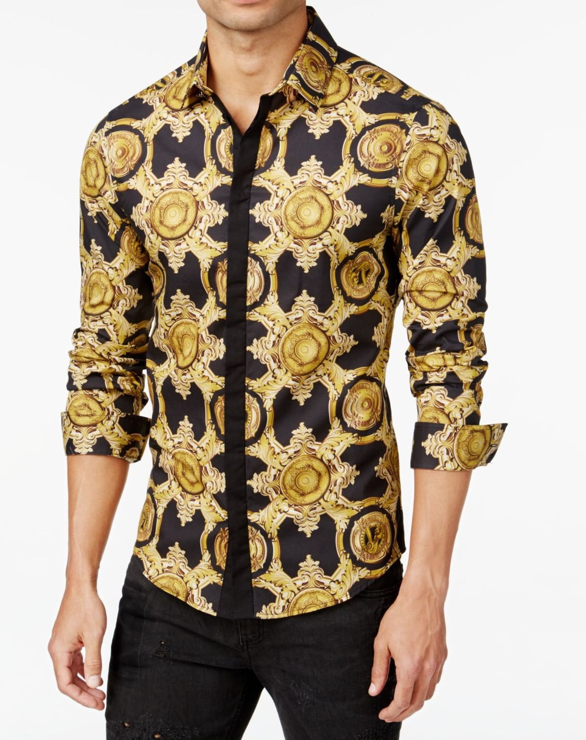 versace men's button down shirts
