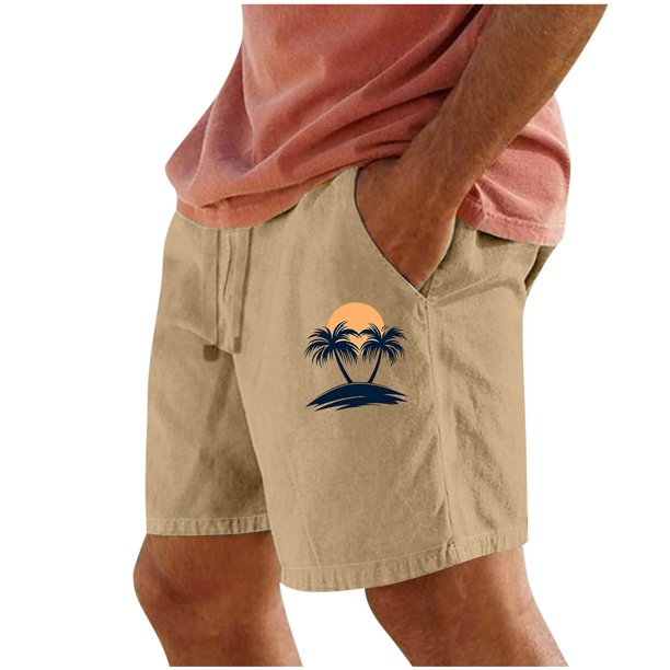 Pantalones Cortos para Hombre de Cintura Elástica con Bolsillos Impresos Pantalones Cortos Rectos, Pantalones Deportivos Casuales con Cintura Elástica