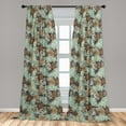 thumbnail image 2 of Floral Design Window Curtains, Japanese Anime Vibes Flowers Vintage with Soft Colors Spring Art, Lightweight Decor 2-Panel Set with Rod Pocket, Pair of - 28"x84", Almond Green Dark Khaki, by Ambesonne, 2 of 3
