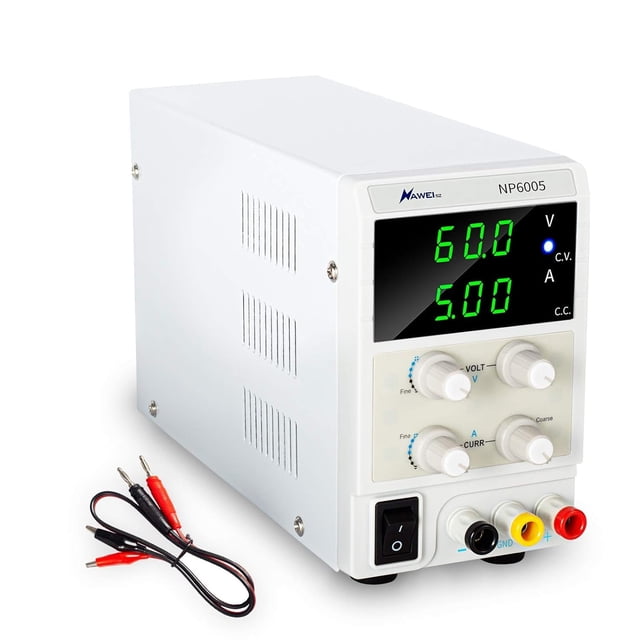 Alimentation 60V 5A DC Variable, Alimentation de Banc Réglable avec Affichage LED 3 Bits, pour Charge de Batterie, Électroplaqué, Électrolyse, Réparation Électronique, Test de Circuit, Réparation