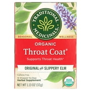 Traditional Medicinals Organic Throat Coat Herbal Tea with Licorice Root and Slippery Elm Bark, 16 Tea Bags