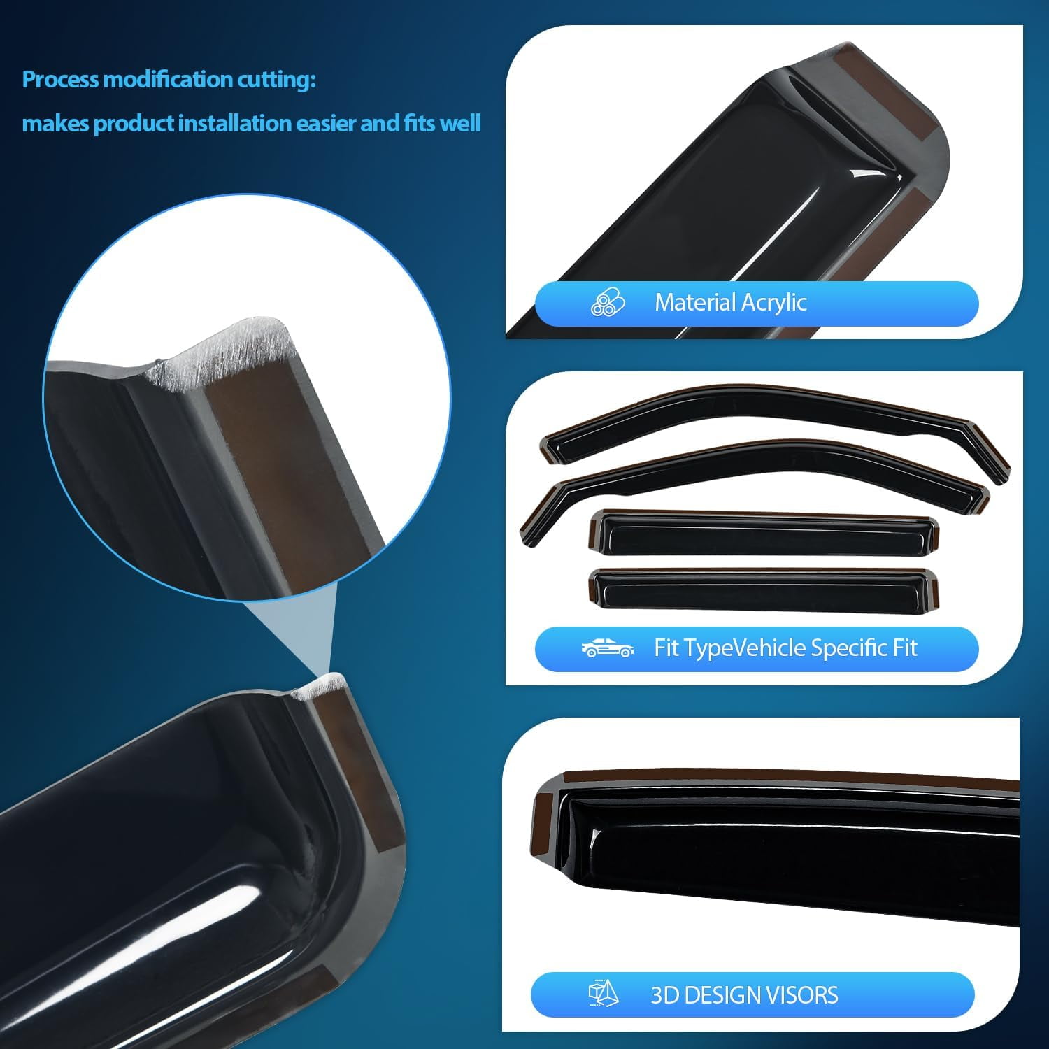 Nilight in-Channel Rain Guards for Kicks 2018 2019 2020 2021 2022 2023 2024, Vent Window Visors, Original Window Deflectors-4PCS