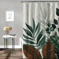 thumbnail image 2 of Orinice Ambesonne Monstera shower curtain, bohemian abstract medieval style art geometric forms and leaf sage tones, fabric bathroom décor set with hooks 69x72, 2 of 7
