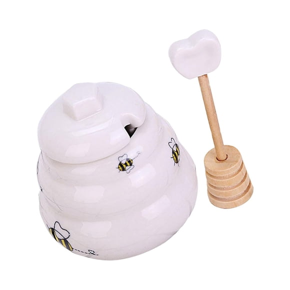 Wosthever Elegante tarro de miel de cerámica con tapa, contenedores de almacenamiento versátiles para decoración de fiestas de especias Organizadores de utensilios de cocina