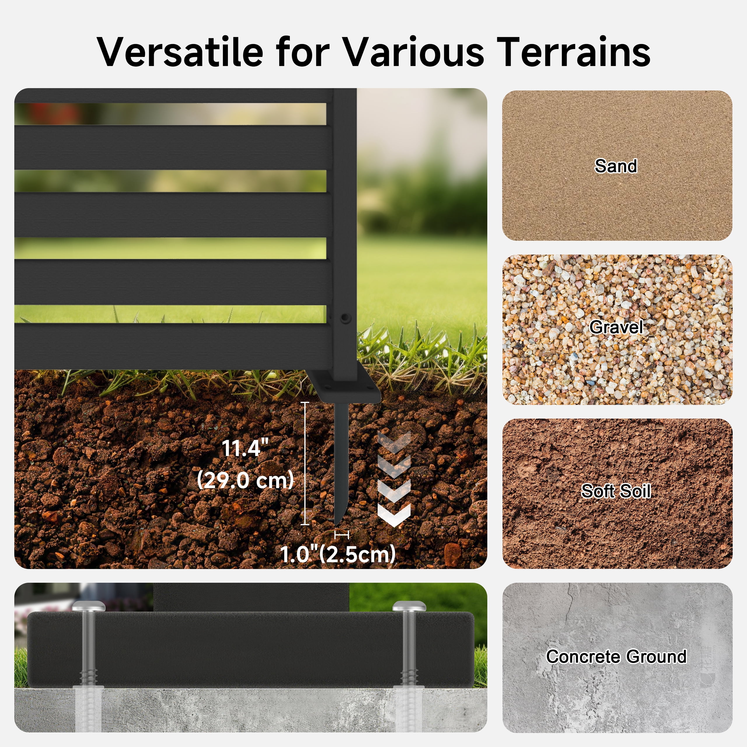 HDPE Outdoor Privacy Screen Fence Panel, 38"W x 48"H (2 Panels) AC Unit & Trash Can Enclosure, Weather-Resistant Privacy Wall with Ground Stakes & Base Plates