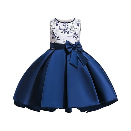 

Summer Savings Clearance! Edvintorg 3-8Years Party Dress Kids Girl 2023 Summer Children Girls Solid Color Pearl Embroidery Bowknot Birthday Flowers Gown Dresses Fashion Princess Dress