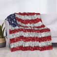 thumbnail image 3 of Fuzoiu America Flag Glitter Print Flannel Blanket,Throw Blanket,Flannel Home Decor,Fleece Bed Blankets,Cozy Soft Blanket for Bed, Sofa, Camping, and Travel-50"x40", 3 of 6