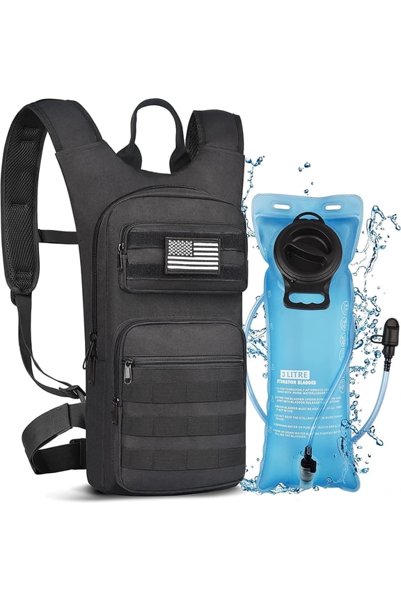 17L Hydration Backpack with 3L TPU Water Bladder, Camel Backpack Hydration Pack for Hiking Hunting Climbing Cycling Biking Running, Molle Compatible Water Backpack for Men Women, Black
