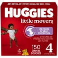 thumbnail image 1 of Huggies Little Movers Baby Diapers, Econo pack, Size 4 (22-37 lbs), 150 Count, 1 of 8