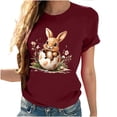 thumbnail image 3 of Tops de Cuello Alto para las Mujeres Amante Impreso Camiseta Cuello Redondo Manga Corta, Poliéster Spandex, 3 of 7