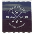 thumbnail image 3 of Ambesonne Hunting Shower Curtain, Grunge Emblem, 69"Wx70"L, Brown Blue White, 3 of 3