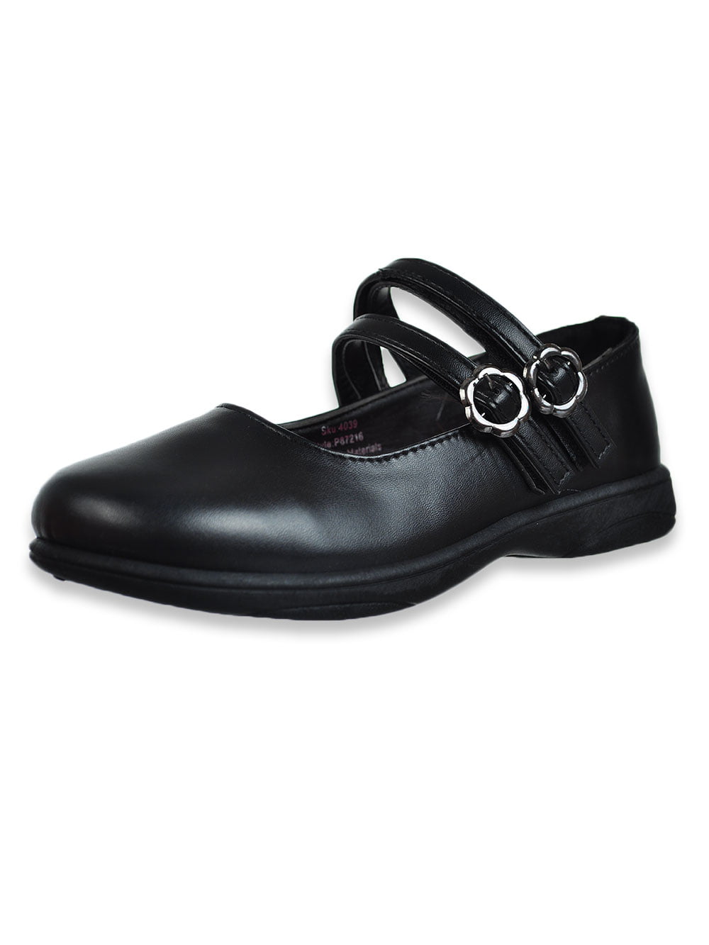Easy Strider Girls Memory Foam School Uniform Shoes Black Patent Flower Size 6 Big Kid 