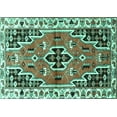 thumbnail image 1 of Ahgly Company Machine Washable Indoor Rectangle Persian Turquoise Blue Traditional Area Rugs, 8' x 12', 1 of 4
