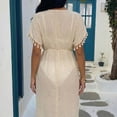 thumbnail image 6 of Women Swimsuit Cover up Sheer Deep V Neck Beach Tunic Dresses Summer Beachwear Vacation Swimwear Coverups, 6 of 8