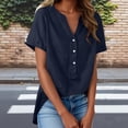thumbnail image 2 of Wensltd Women Cotton Linen V Neck Blouses Button Front Loose Casual Lightweight Soft Blouses for Daily Casual Summer Outfits, 2 of 9