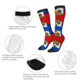 thumbnail image 4 of Women's Knee High Socks Haitian Flag Thermal Soft Knee Long Socks, 4 of 7