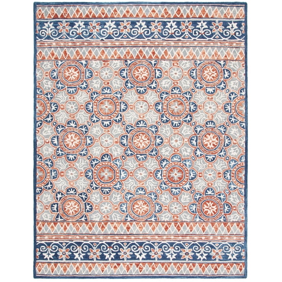 SAFAVIEH Micro-Loop Kingston Medallion Area Rug, Brown/Blue, 8' x 10'
