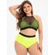 thumbnail image 3 of Mallas Overlay Plus Tamaño acanalada bikini Rosegal Mangas largas de talla grande, 3 of 5