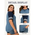 thumbnail image 3 of LANREMON Women Tops Plus Size Color Block Loose Summer Short Sleeve T Shirts Casual Crewneck Skyblue Baseball Tee Blouses Size 16 Plus, 3 of 6