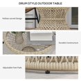 thumbnail image 4 of Boho Round Wicker Outdoor Coffee Table, 17.7" Diameter PE Rattan Side Table with Tempered Glass Top and Steel Frame, Light Brown Accent Table for Patio, Garden and Balcony, 4 of 7