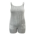 thumbnail image 4 of GILIGEGE Women's Maternity Knit Overalls Shorts Solid Color Ribbed Summer Sleeveless Pregnancy Jumpsuits with Pockets Summer Loose Fit Vacation Outfits Overall Jumpsuits Jumpers Shorts with Pocket, 4 of 6