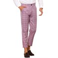 thumbnail image 5 of INSPIRE CHIC Plaid Cropped Pants for Men's Slim Fit Business Checked Slacks Pink 30, 5 of 5