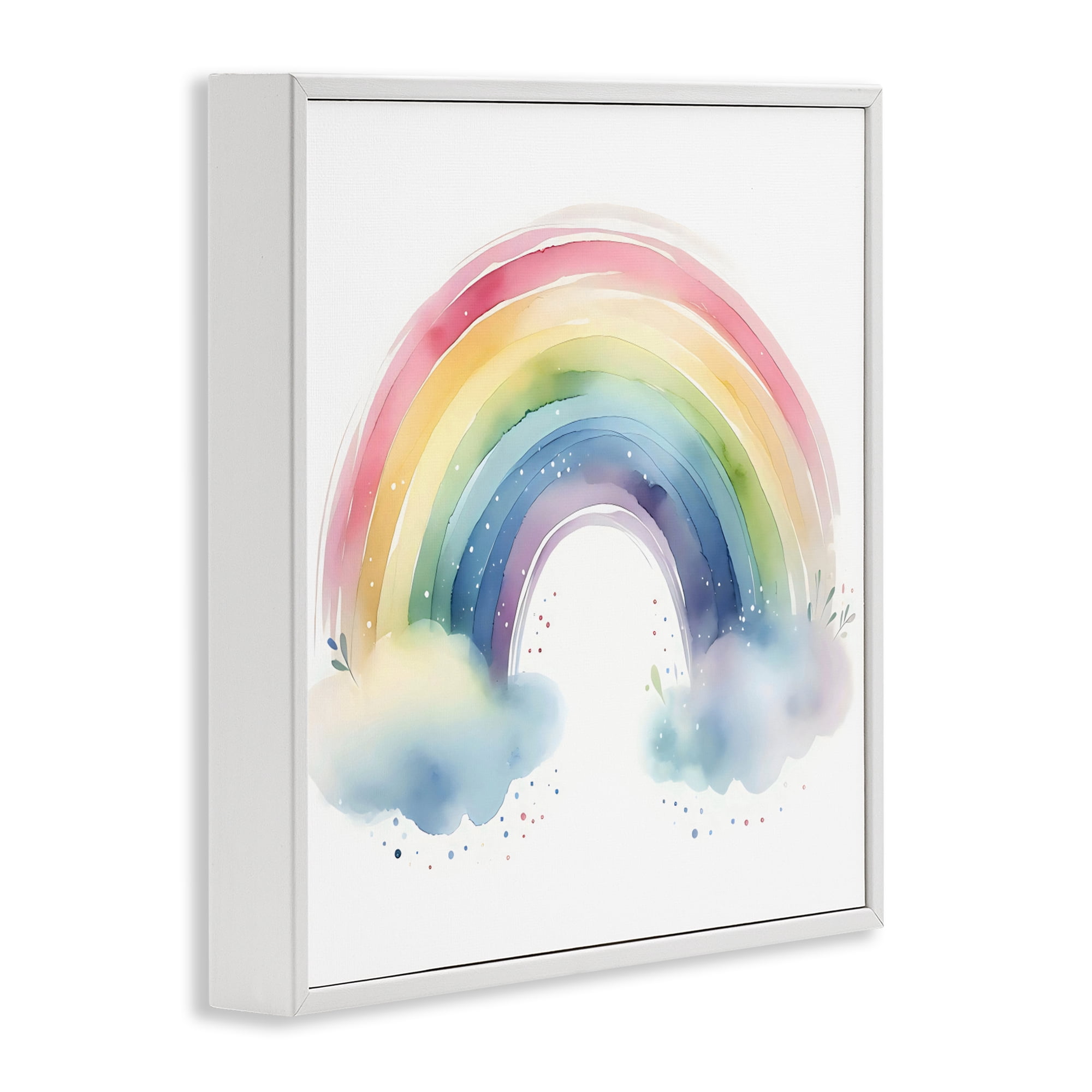 Stupell Industries Soft Rainbow with Clouds White Framed Giclee Art, design by Creative Studio
