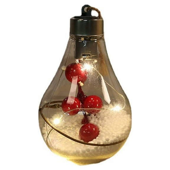 Yoetaun Christmas Hanging Lamp Bulb Plastic Clear LED Light Baubles Sphere Fillable Color 1