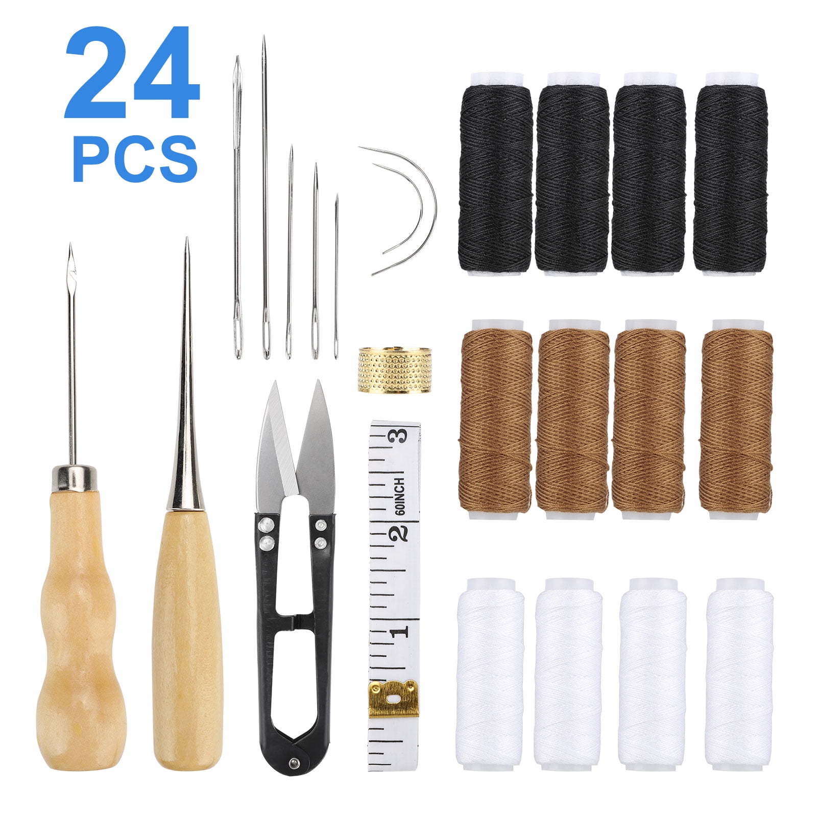4x Needles Canvas Leather Sewing Awl Hand Stitcher Tools For Shoes Repair Sets 
