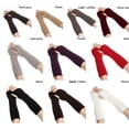 thumbnail image 3 of Winter Thick Warm Arm Warmers Twist Fingerless Gloves Fingerless  Mittens Long Knitted Gloves Button Mitten KHAKI, 3 of 8