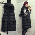 thumbnail image 2 of HANXIULIN Women's Long Puffer Vest Winter Quilted Hooded Sleeveless Zip Up Long Jacket Vest Gilet Black L, 2 of 4