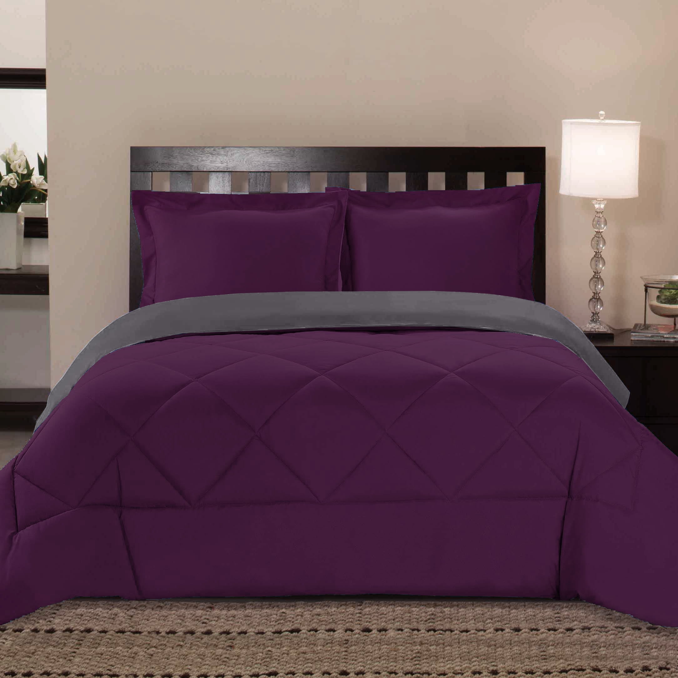 Down Alternative Comforter Reversible Bedding 3pc Set All Sizes 90 GSM